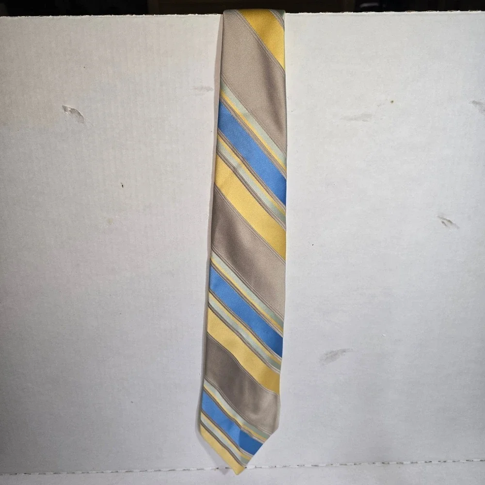 VINTAGE Tan‎ Yellow Light Blue LIEBERT Neck Tie NEW!